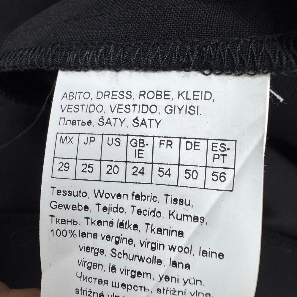 NWT Marina Rinaldi Black Virgin Wool Shirt Dress Belted US 20 Neutral Minimalist - Picture 9 of 10